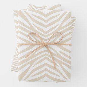 Navajo White Neutral Zebra Wrapping Paper Sheet