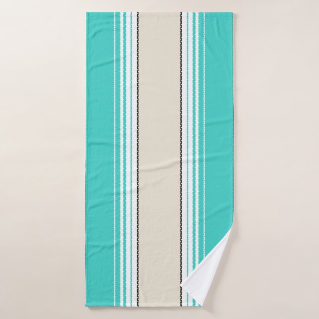 Navajo White, Turquoise Orange Mexican Blanket Ser Bath Towel (Bath Towel)