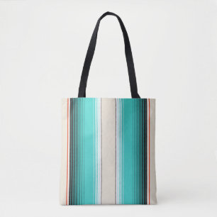 Navajo White, Turquoise Orange Mexican Blanket Ser Tote Bag
