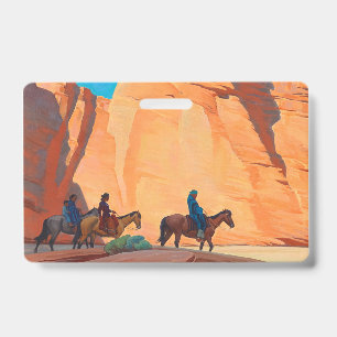 Navajos in a Canyon, 1945 by Maynard Dixon ID Badge