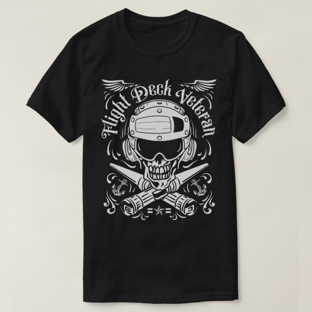 Naval Aviation Flight Deck Veteran Skull T-Shirt (Design Front)