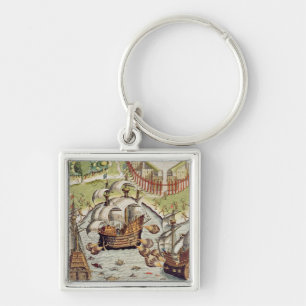 Naval Battle between the Portuguese and French Key Ring