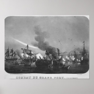 Naval battle of Grand Port, Mauritius, in 1810 Poster