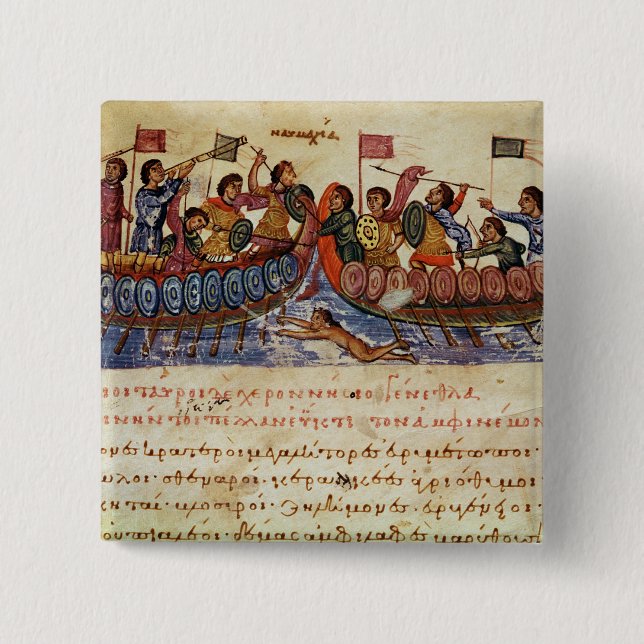 Naval Combat between two Ships 15 Cm Square Badge (Front)