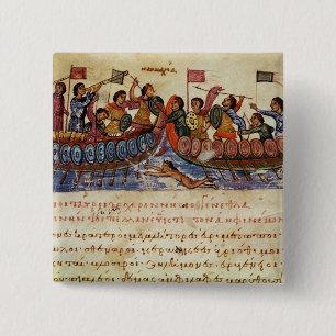 Naval Combat between two Ships 15 Cm Square Badge