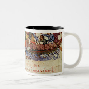 Naval Combat between two Ships Two-Tone Coffee Mug