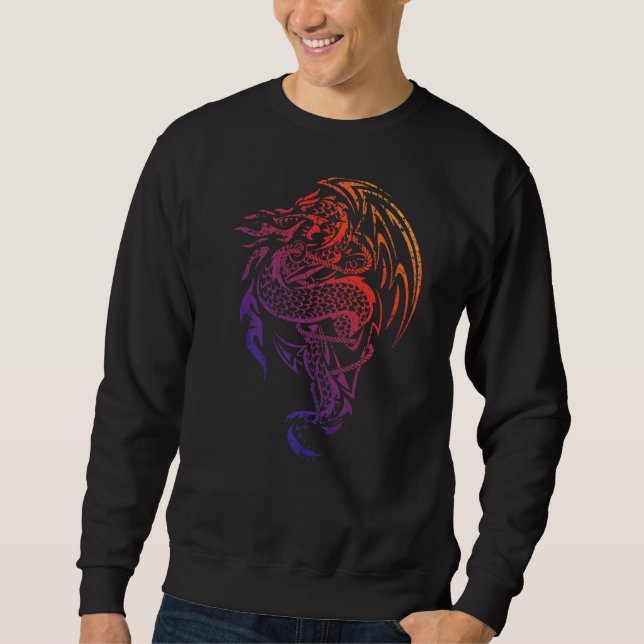 Naval Fire Breathing Sea Dragon With Anchor Distre Sweatshirt (Front)