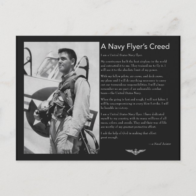 Naval Flyer's Creed Postcard (Front)