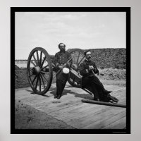 Naval Officers on a Cannon in Charleston, SC 1865