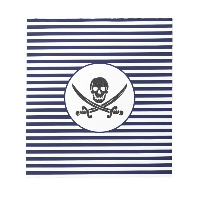 Naval Pirate Skull and cross bones Notepad (Front)
