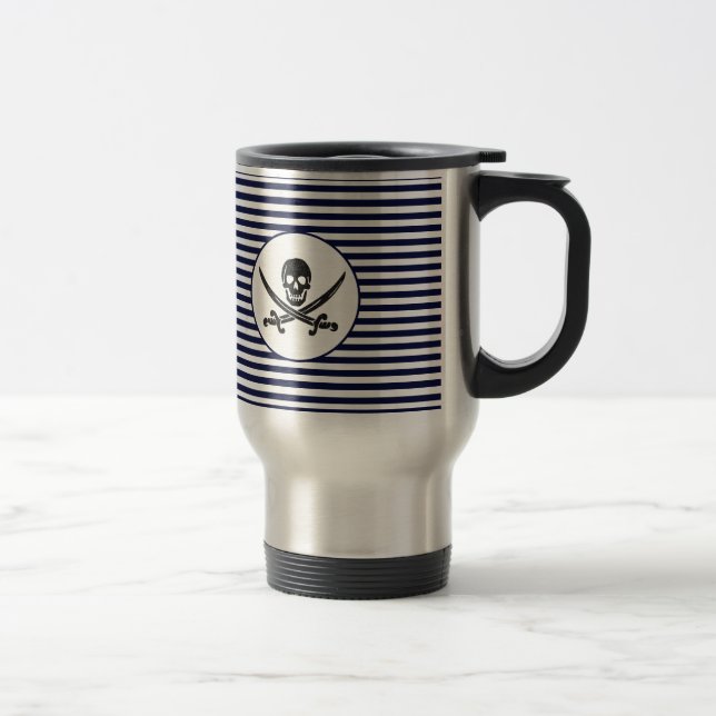 Naval Pirate Skull and cross bones Travel Mug (Right)