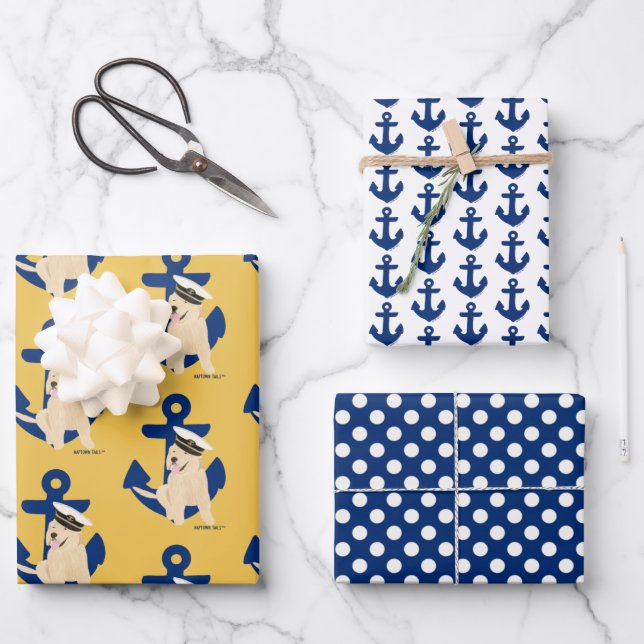 Naval Pup Annapolitan Wrapping Paper Set of 3 (Front)