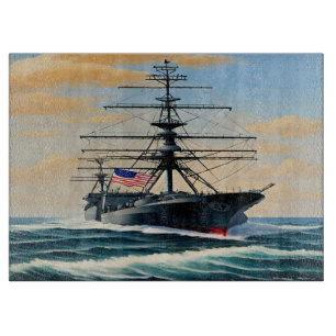 Naval Ship Glass Cutting Board