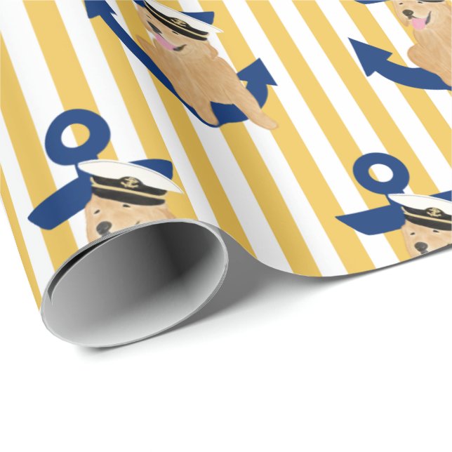 Naval Yellow Pup Annapolitan Gift Wrap (Roll Corner)