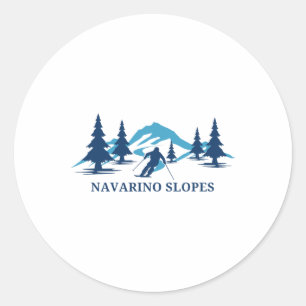Navarino Slopes Wisconsin Ski Resort Skiing Skier Classic Round Sticker