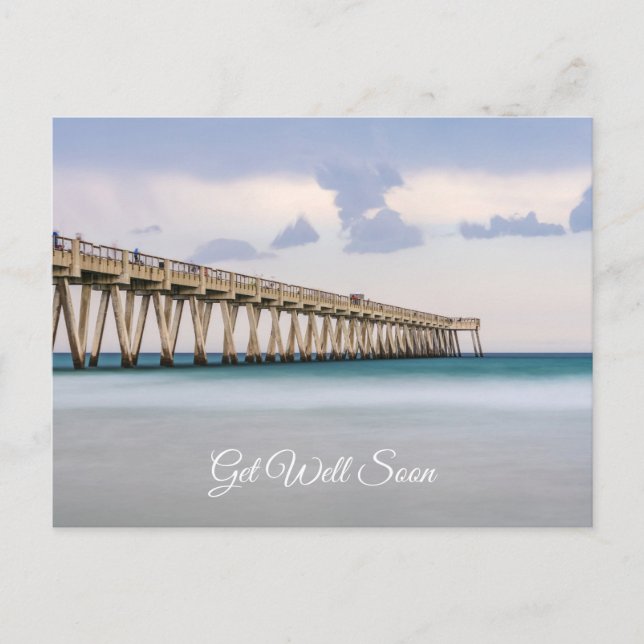 Navarre Beach Fishing Pier Get Well Soon Postcard (Front)