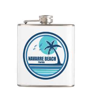 Navarre Beach Florida Palm Tree Birds Hip Flask