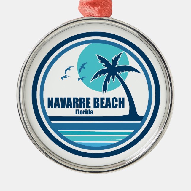 Navarre Beach Florida Palm Tree Birds Metal Tree Decoration (Front)