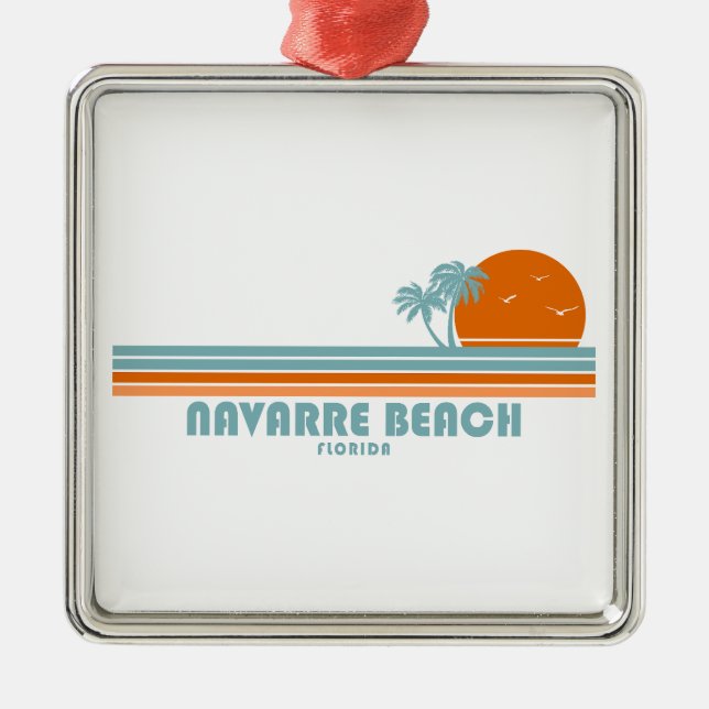 Navarre Beach Florida Sun Palm Trees Metal Tree Decoration (Front)