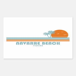 Navarre Beach Florida Sun Palm Trees Rectangular Sticker