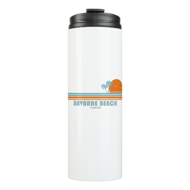 Navarre Beach Florida Sun Palm Trees Thermal Tumbler (Front)