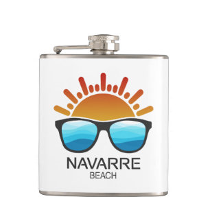 Navarre Beach Florida Sunglasses Hip Flask