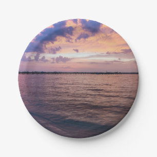 Navarre Beach Magic Hour Purple Sunset Paper Plate
