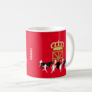 Navarre Flag and San Fermin, Pamplona design, Coffee Mug