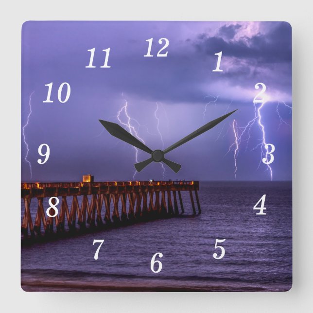 Navarre Florida Lightning Storm Wall Clock (Front)