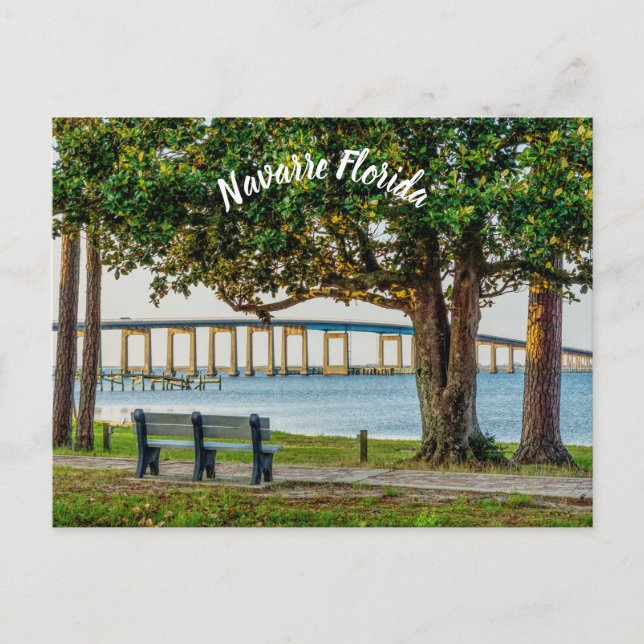 Navarre Park Bench and Bridge Blank Postcard (Front)