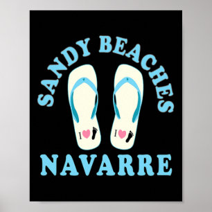 Navarre Vacation Sandy Beaches I Heart Flip Flops  Poster