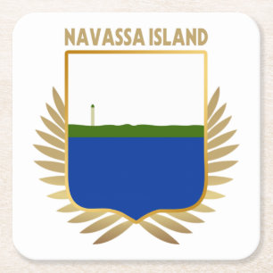Navassa Island Flag Shield Square Paper Coaster