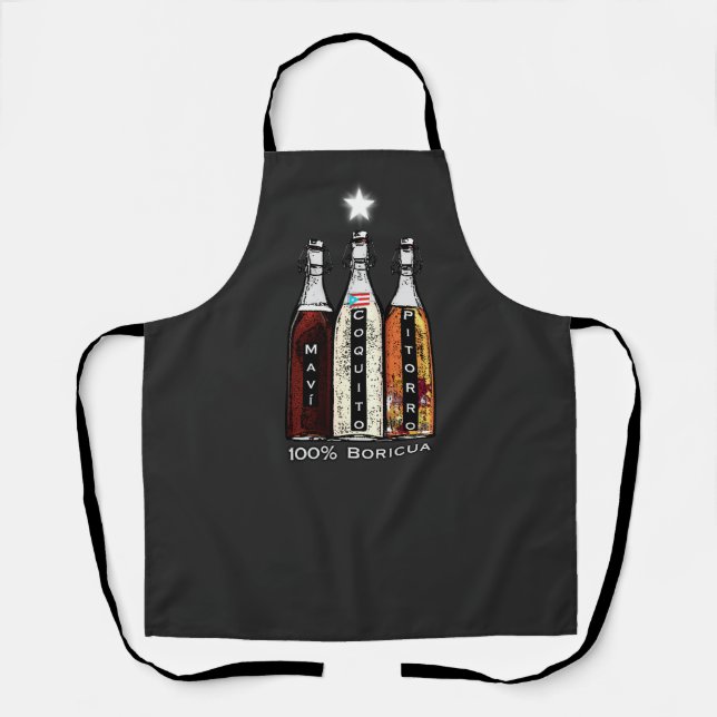 Navidad Boricua Puerto Rico Mavi Coquito Pitorro Apron (Front)