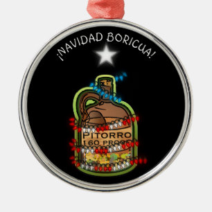 Navidad Boricua Puerto Rico Merry Xmas   Metal Tree Decoration