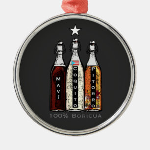 Navidad Boricua Puerto Rico Traditional Drinks  Metal Tree Decoration