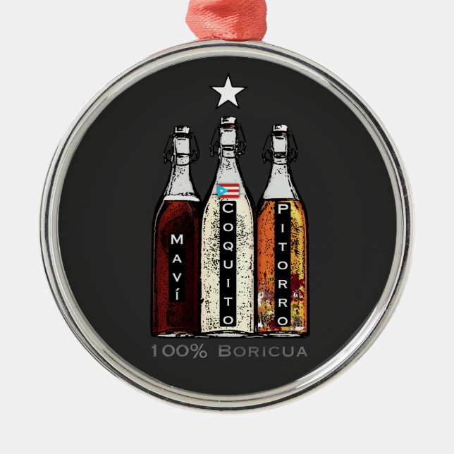 Navidad Boricua Puerto Rico Traditional Drinks  Metal Tree Decoration (Front)