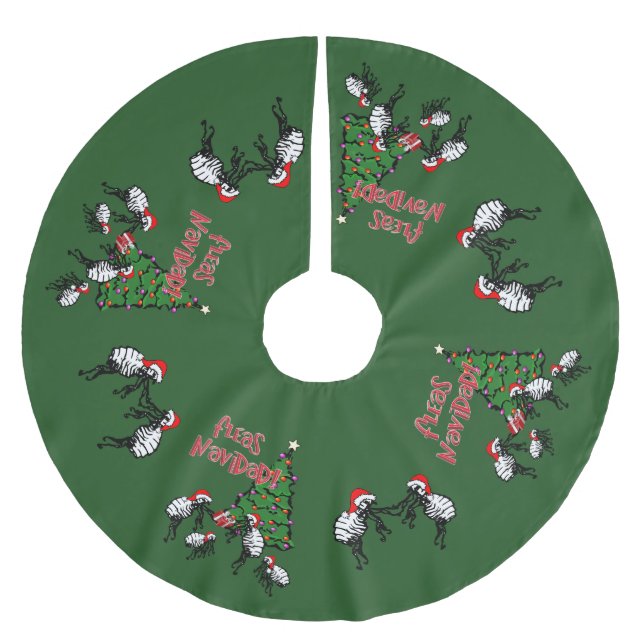Navidad Dancing Fleas Christmas Brushed Polyester Tree Skirt (Front)