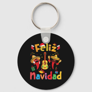 Navidad Mexican Fiesta Hot Pepper Guitar Xmas Part Key Ring