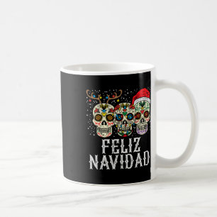 Navidad Sugar Skulls Reindeer Santa Mexican Christ Coffee Mug