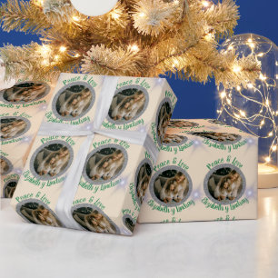 Navidades de fotografía de plata redonda y crema d wrapping paper