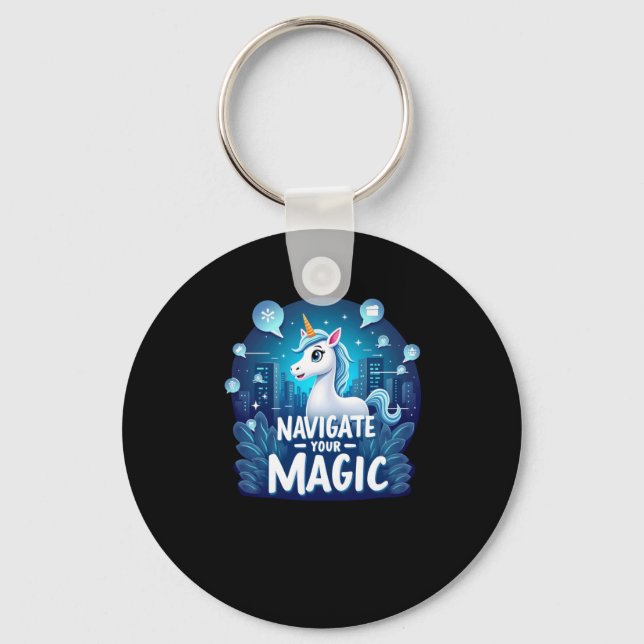 Navigate Your Magic Unicorn Sticker  Key Ring (Front)