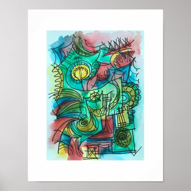 Navigating Through The Storm-Abstract Watercolor  Poster (Front)