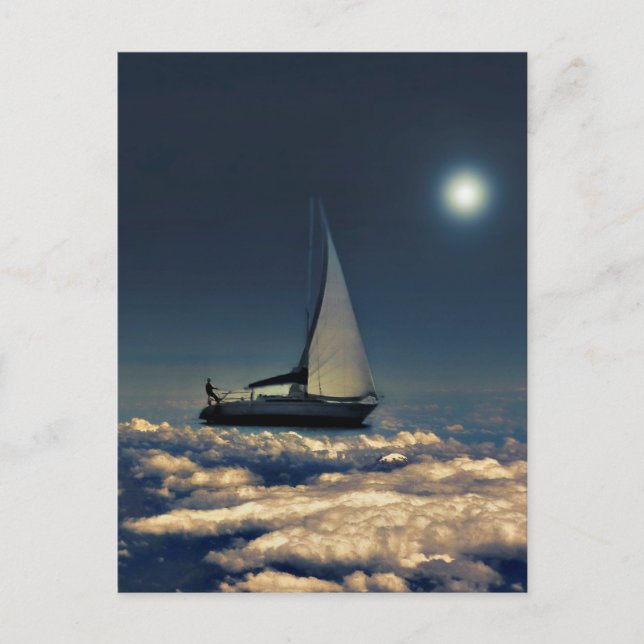 Navigating Trough Clouds Dreamy Collage Postcard (Front)