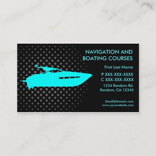 Navigation boating courses custom business cards (Front)