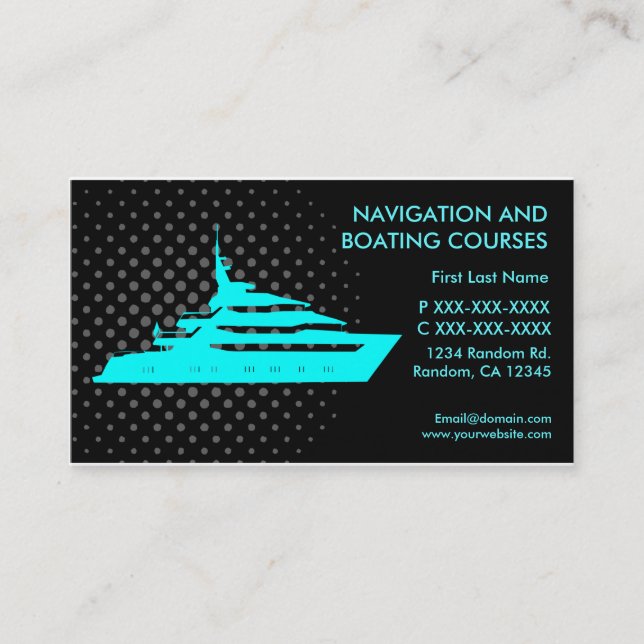 Navigation boating courses custom business cards (Front)
