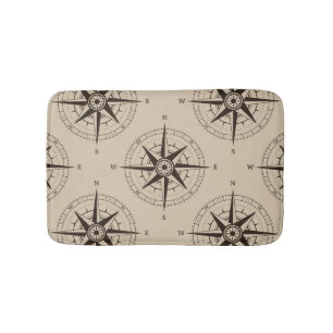 Navigation Compass Pattern Bath Mat