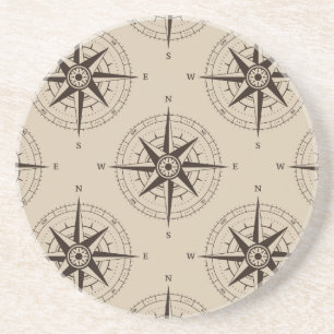 Navigation Compass Pattern Coaster