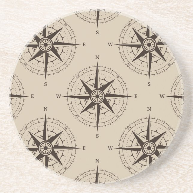 Navigation Compass Pattern Coaster (Front)