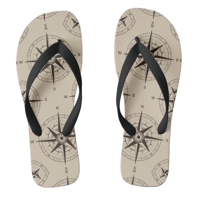 Navigation Compass Pattern Jandals (Footbed)
