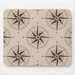Navigation Compass Pattern Mouse Pad